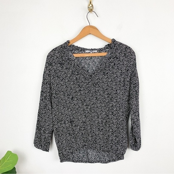 Oliver Bonas Mini Star Print Cropped Sleeve Popover Blouse Sz 6 - Picture 1 of 8